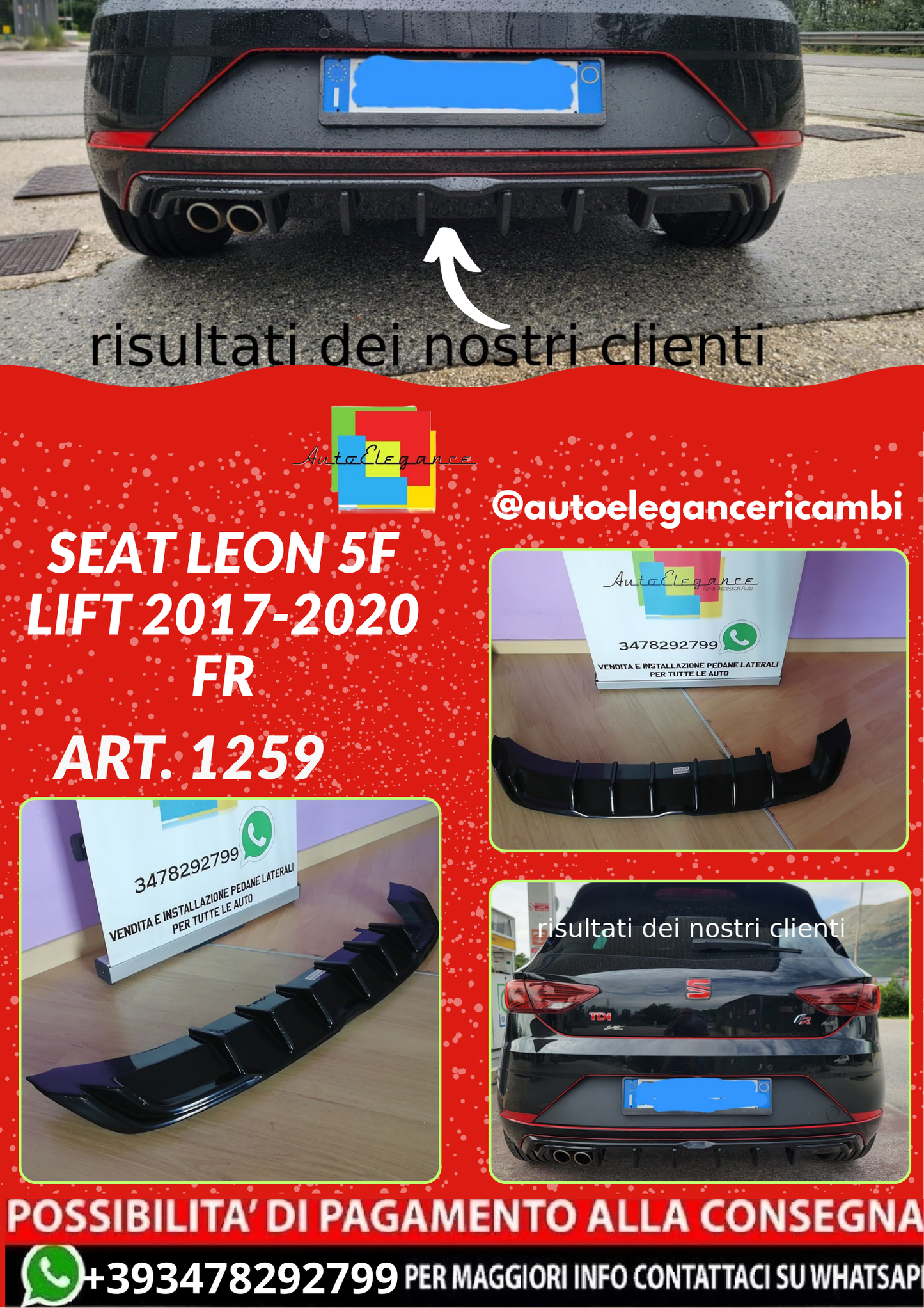 ART. 1259 DIFFUSORE SEAT LEON 5F LIFT 2017-2020 FR NERO LUCIDO