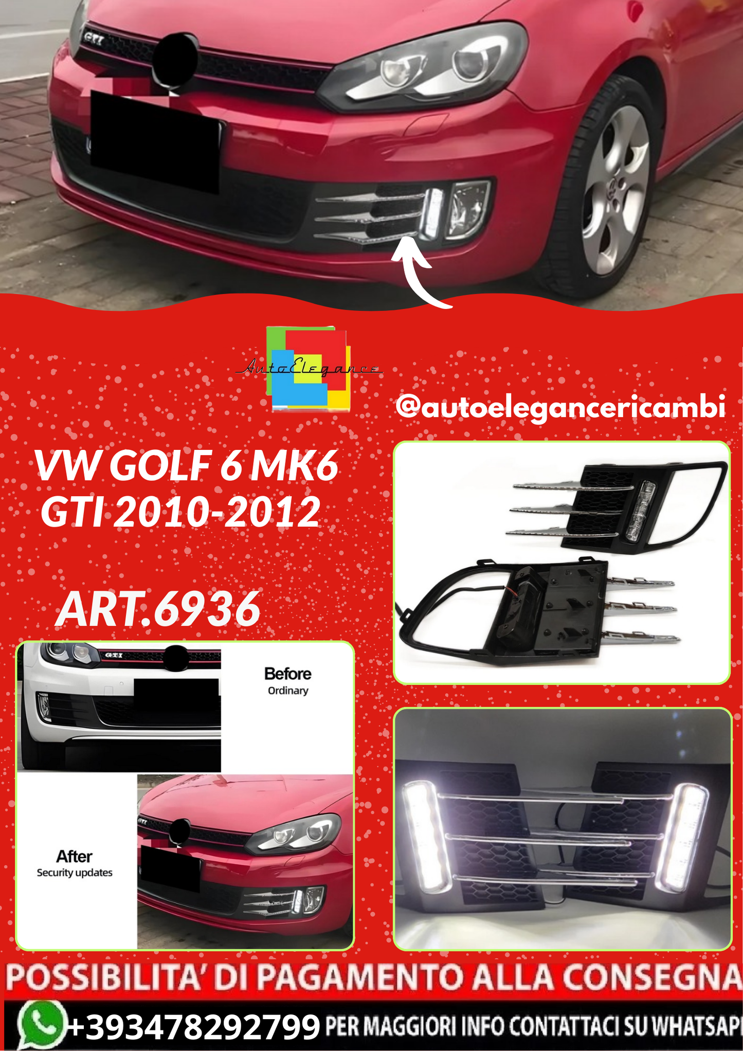 ART.6936 GRIGLIE FENDINEBBIA VW Golf 6 MK6 GTI 2010-2012 (Copia)