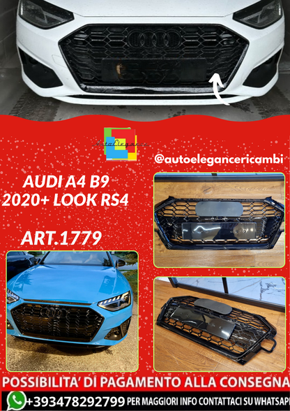 ART.1779  GRIGLIA AUDI A4 B9 2020+ LOOK RS4 NERO LUCIDO