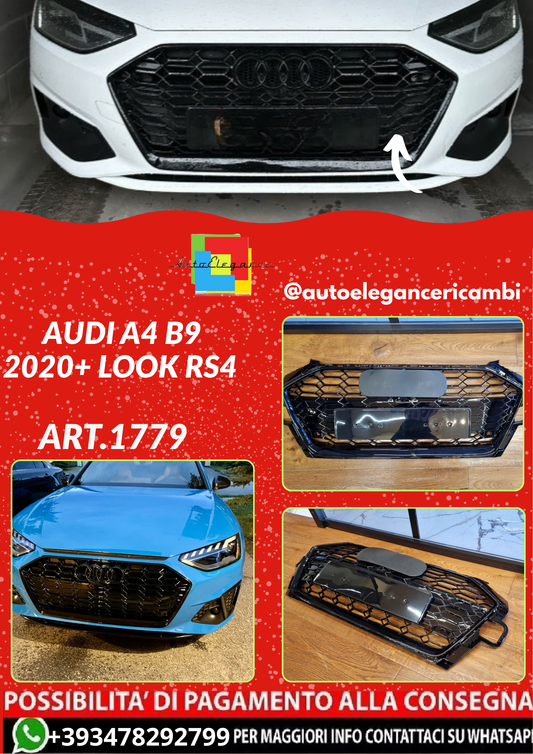 ART.1779  GRIGLIA AUDI A4 B9 2020+ LOOK RS4 NERO LUCIDO