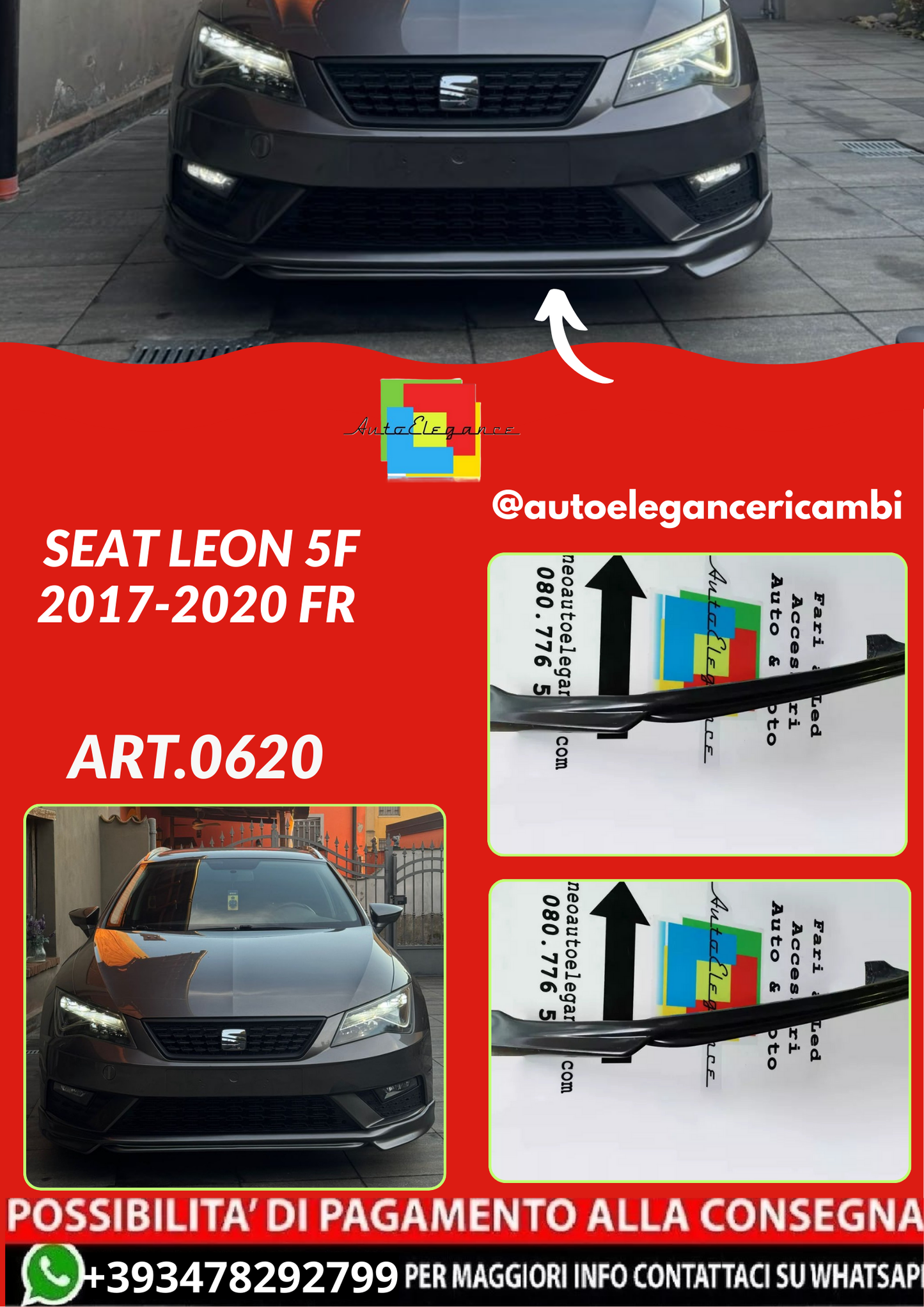 ART.0620  SOTTO PARAURTI SEAT LEON 5F 2017-2020 FR LOOK ABT GREZZO