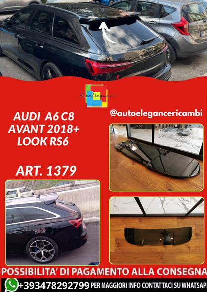 ART.1379  SPOILER AUDI  A6 C8 AVANT 2018+ LOOK RS6 NERO LUCIDO