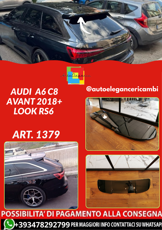 ART.1379  SPOILER AUDI  A6 C8 AVANT 2018+ LOOK RS6 NERO LUCIDO