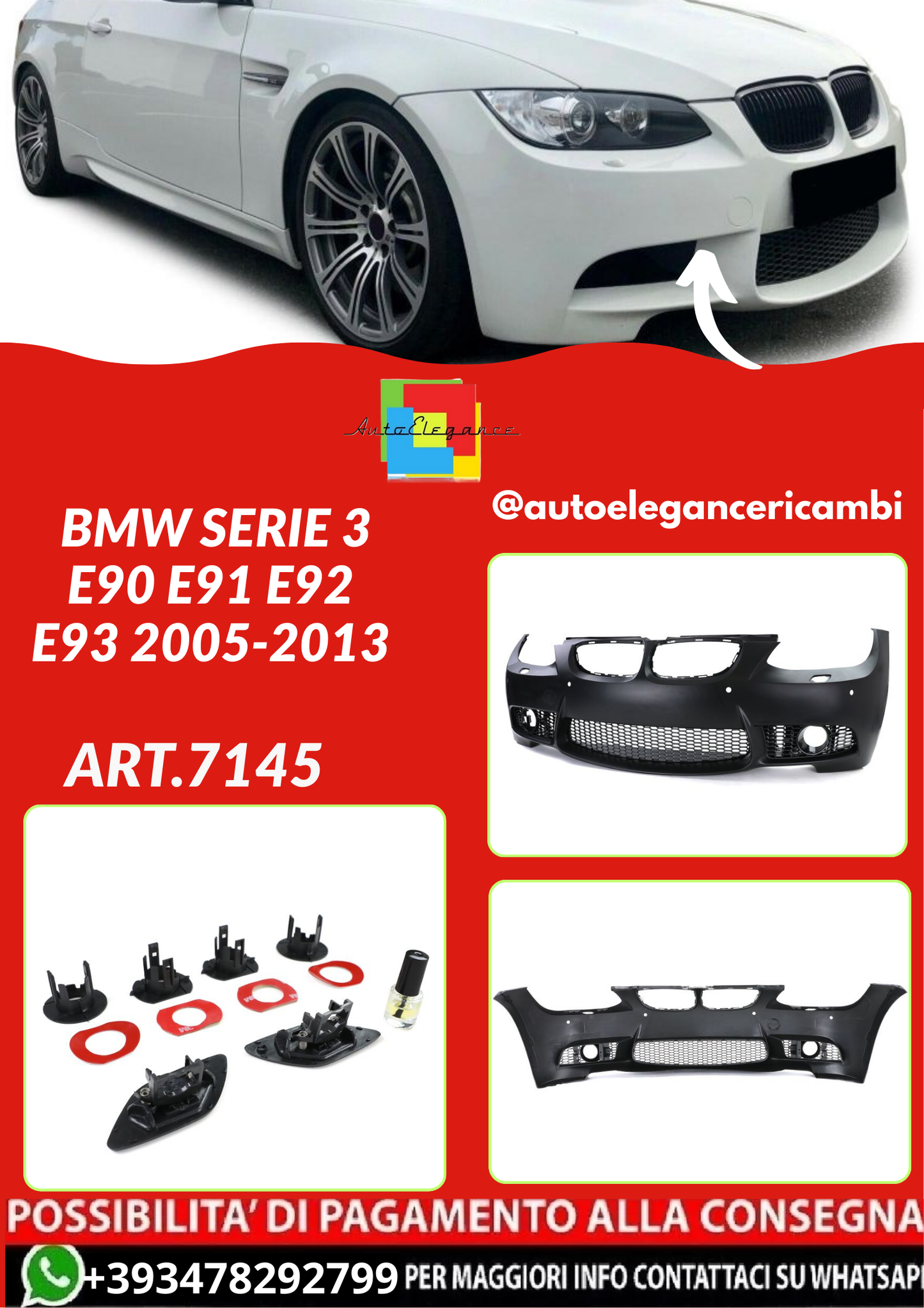 ART.7145   PARAURTI ANTERIORI BMW SERIE 3 E90 E91 E92 E93 2005-2013