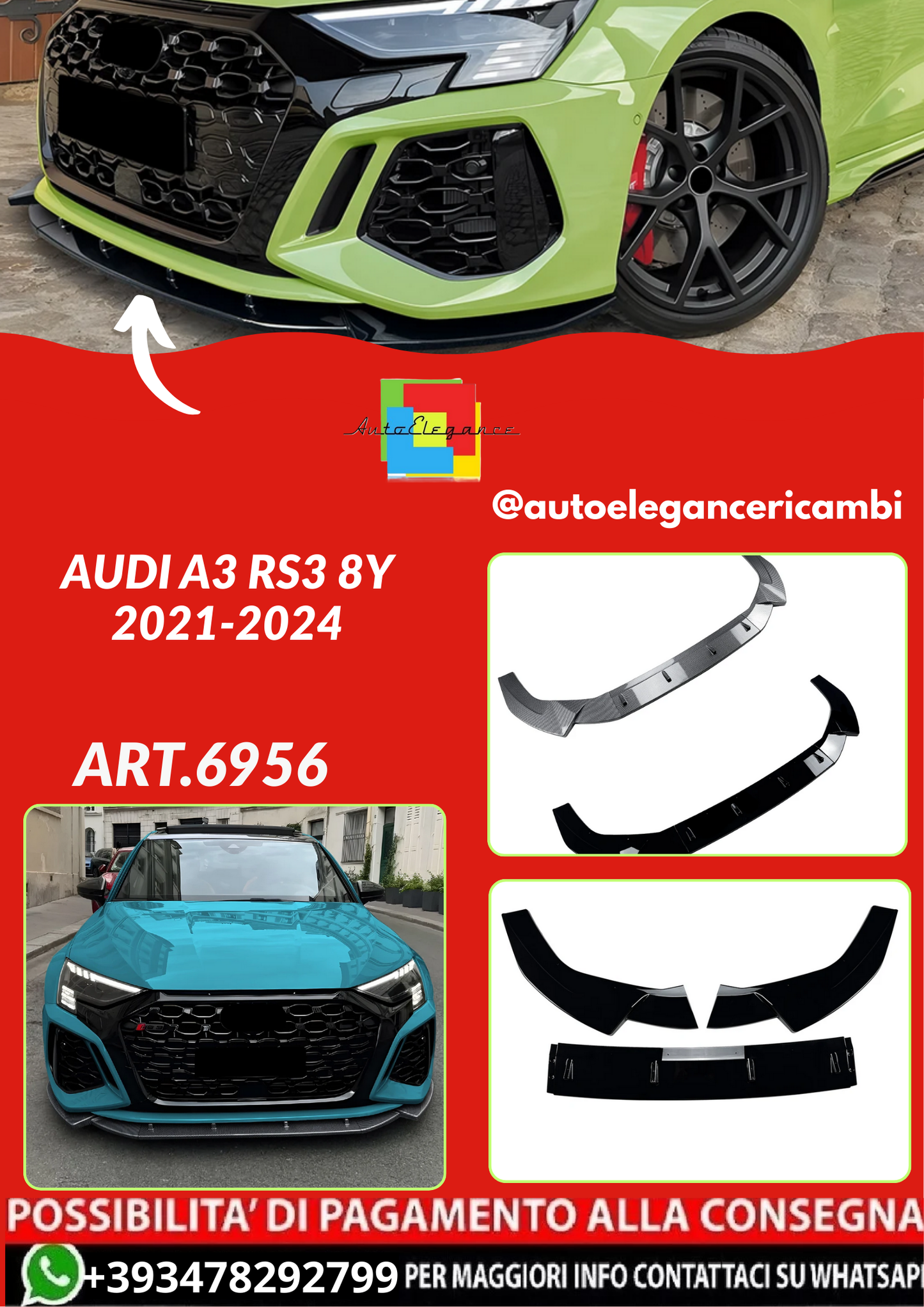 ART.6956  SPLITTER  Audi A3 RS3 8Y 2021-2024