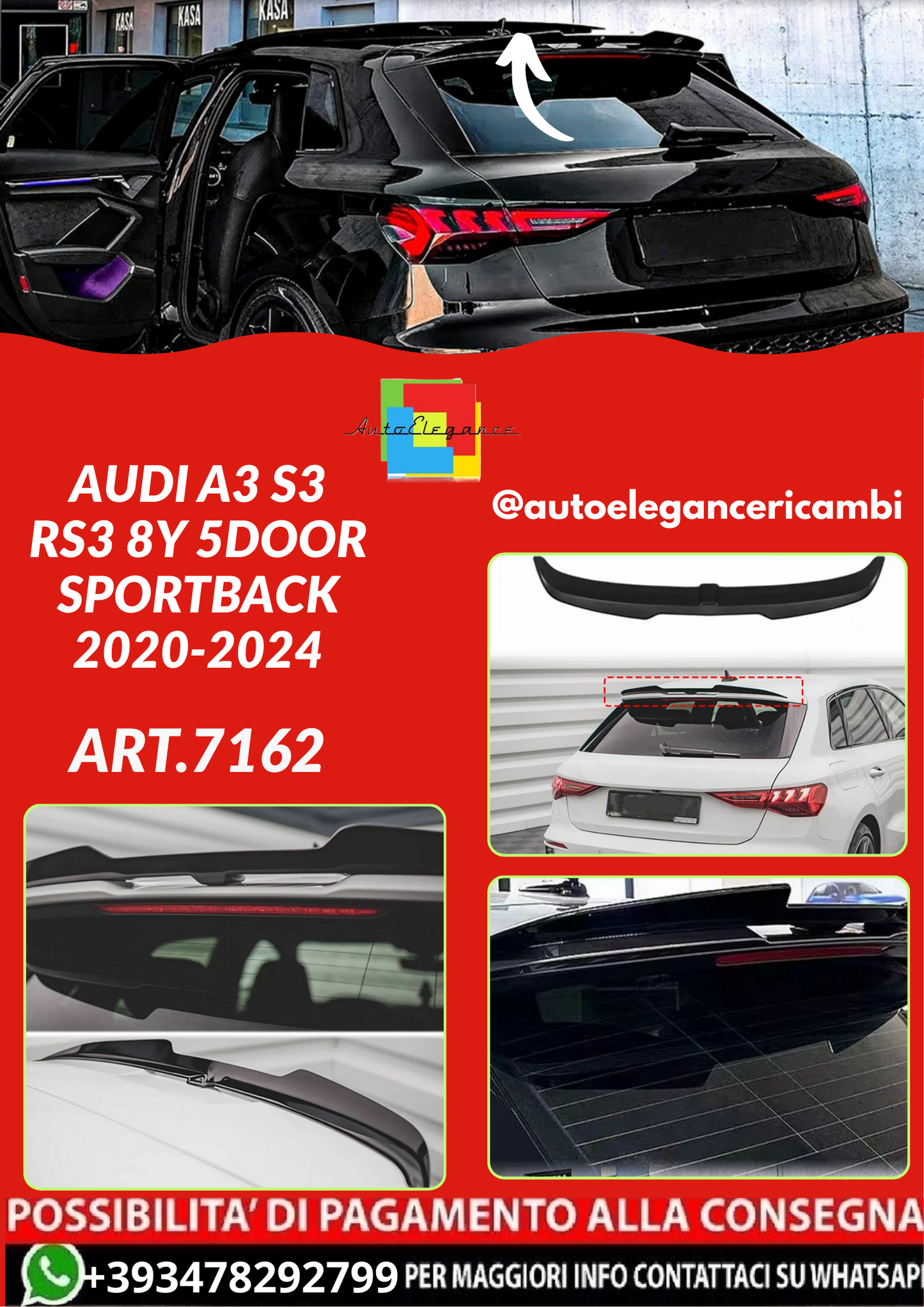 ART.7162  SPOILER  Audi A3 S3 RS3 8Y 5Door Sportback 2020-2024
