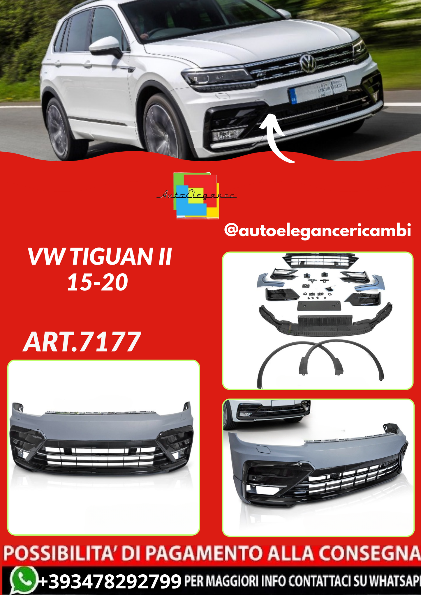 ART.7177 PARAURTI  ANTERIORI VW TIGUAN II 15-20