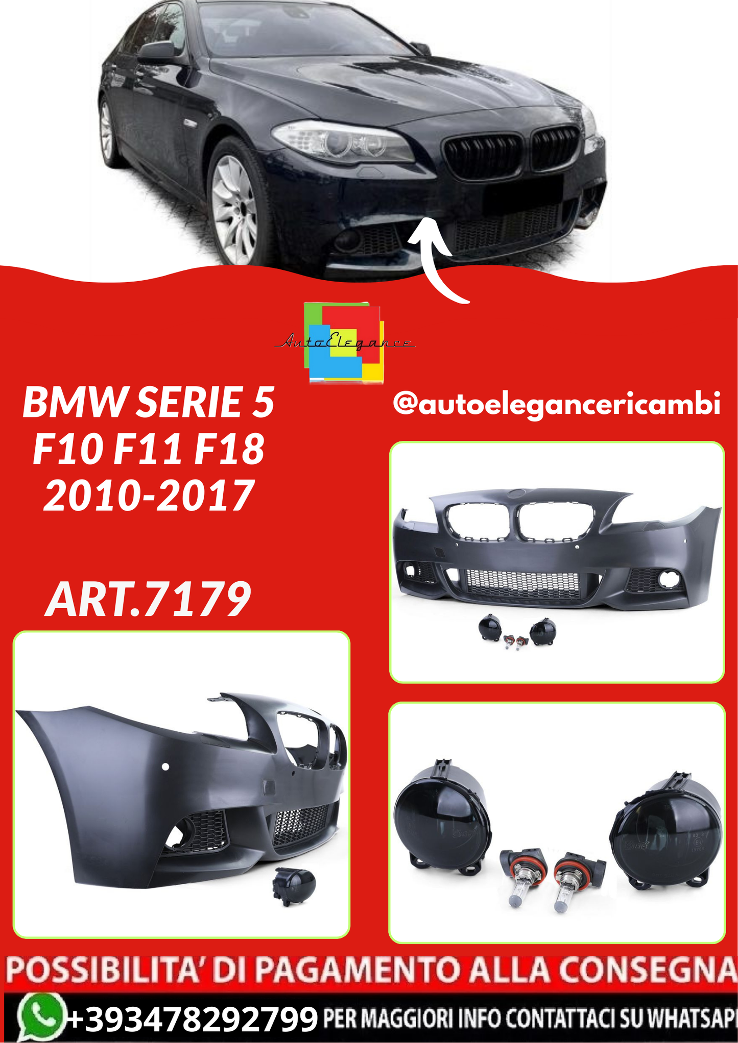 ART.7179 PARAURTI  ANTERIORI BMW SERIE 5 F10 F11 F18 2010-2017