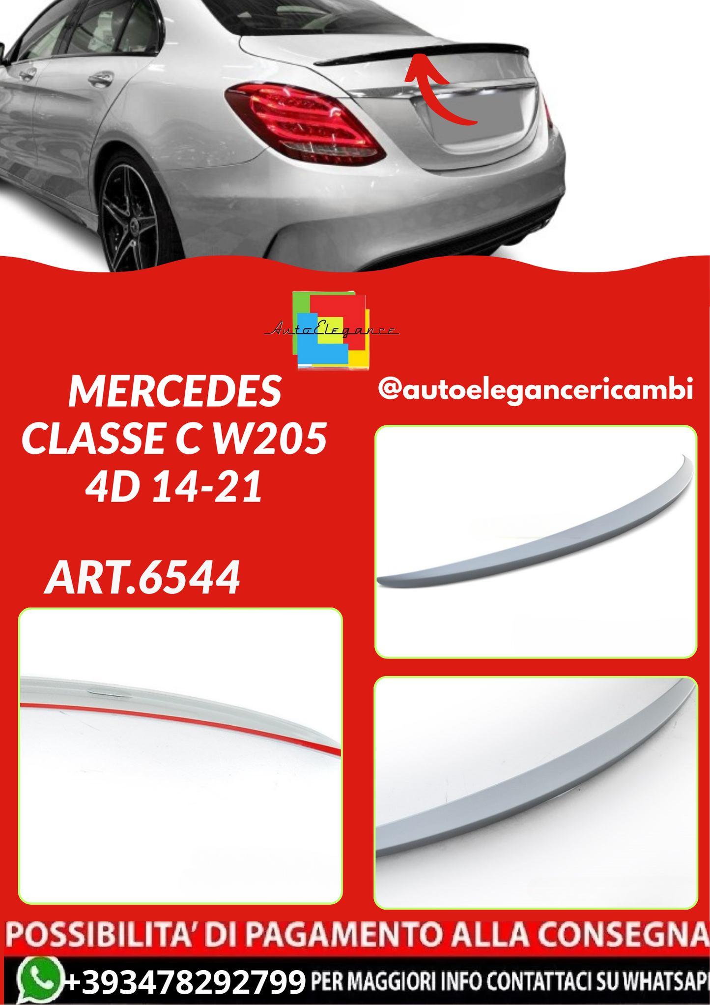 ART.6544  SPOILER  MERCEDES CLASSE C W205 4D 14-21
