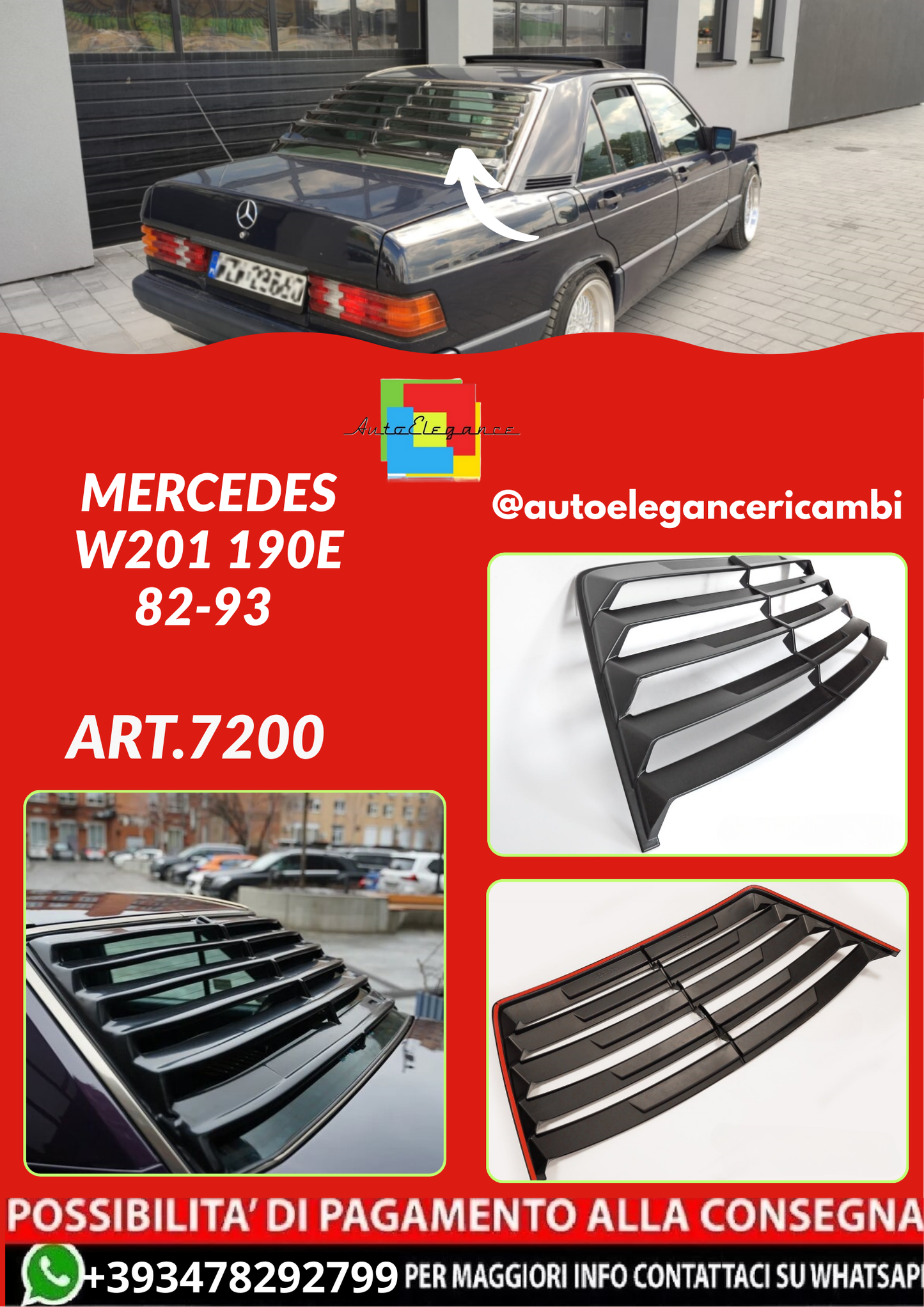 ART.7200  LOUVER  POSTERIORI MERCEDES W201 190E 82-93 (Copia)