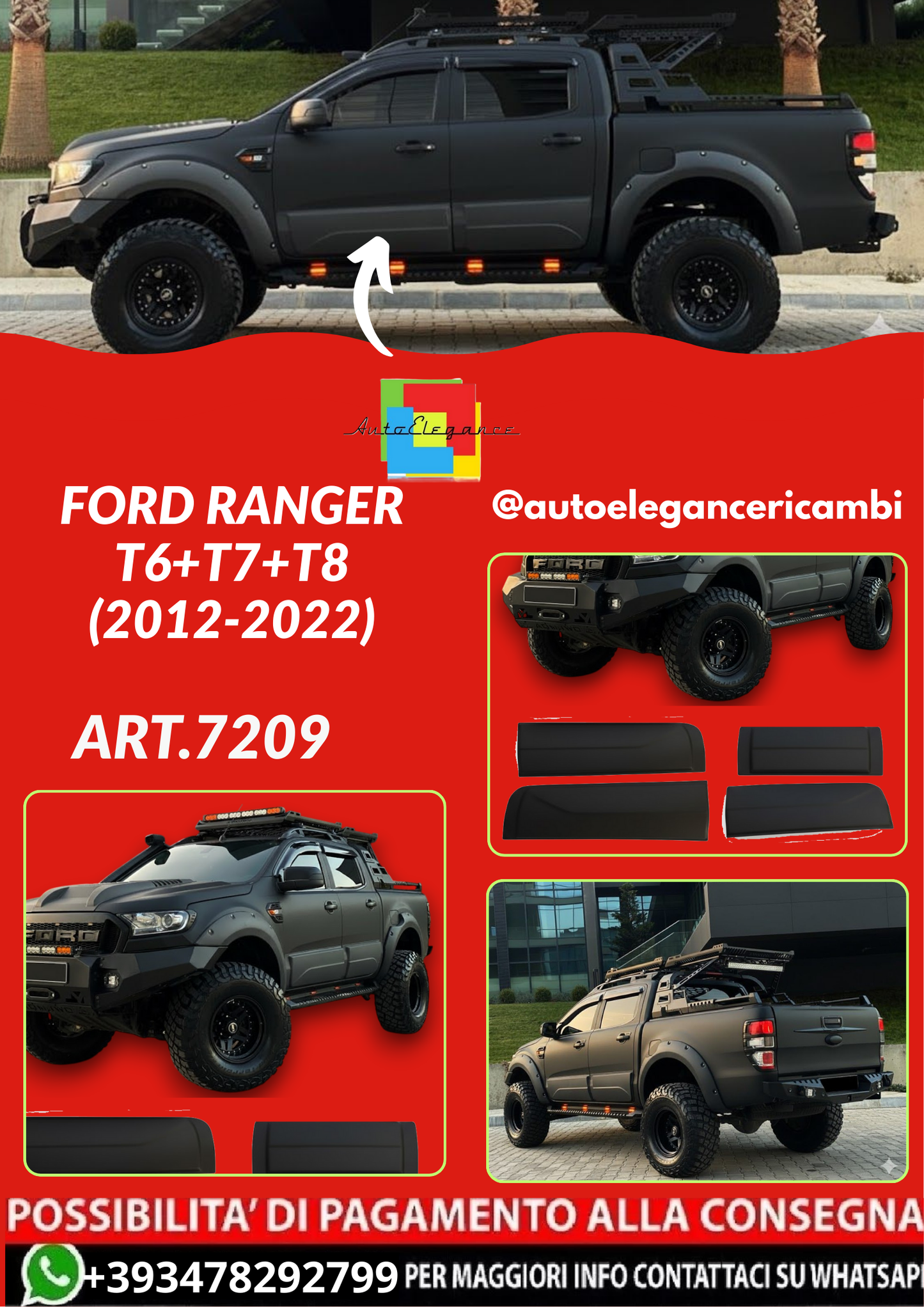ART.7209 Allestimento carrozzeria adatto Ford Ranger T6+T7+T8 (2012-2022)