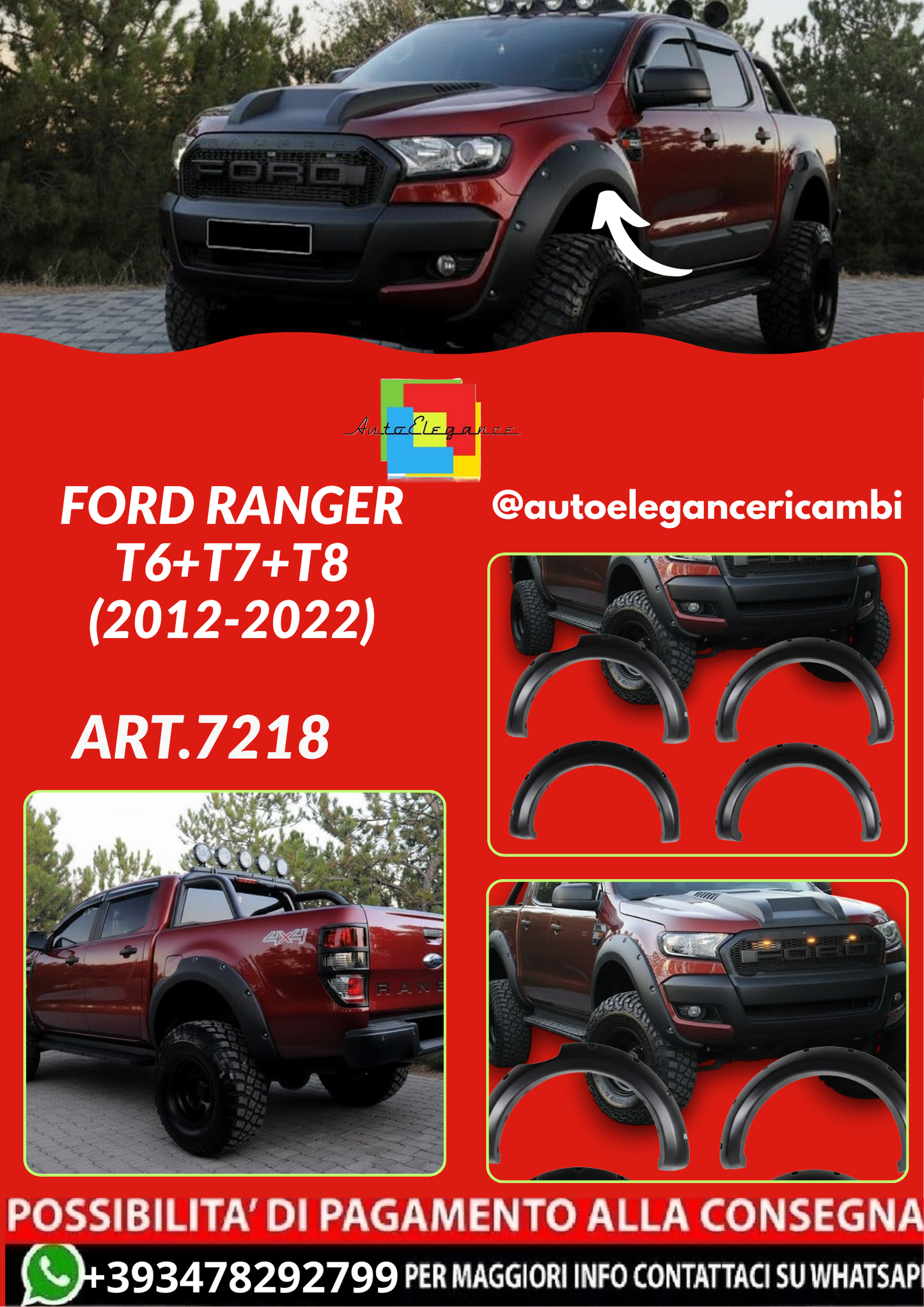 ART.7218  Alargamenti Jumbo per parafanghi Ford Ranger T6+T7+T8 (2012-2022)