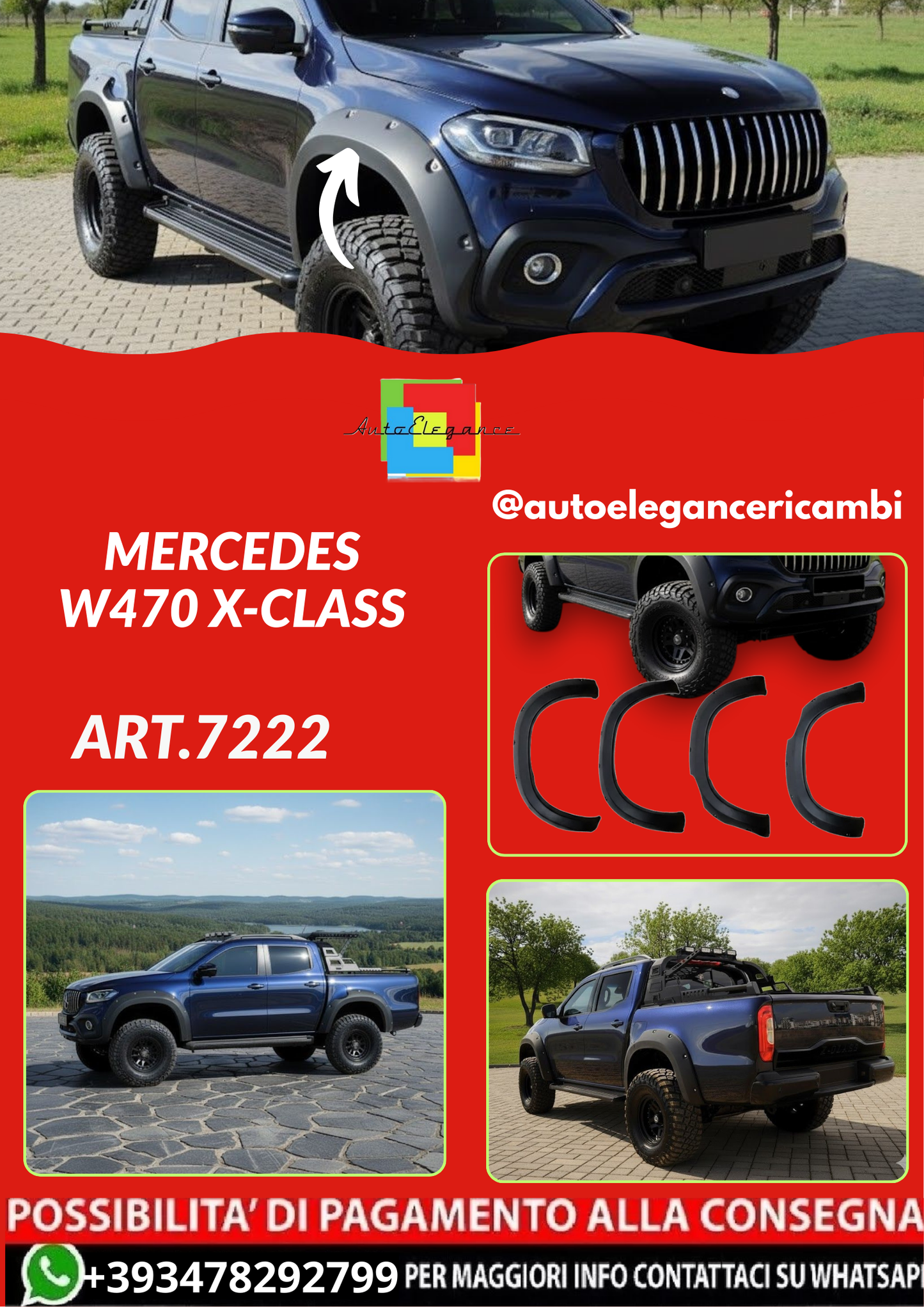 ART.7222  Alargamenti  parafanghi adatti alla Mercedes W470 X-Class