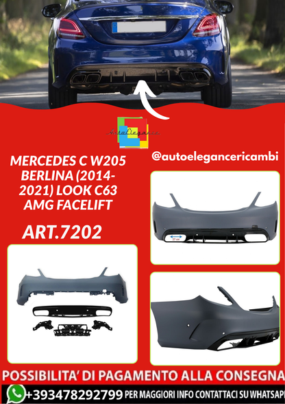 ART.7202  Paraurti Mercedes C W205 Berlina (2014-2021) Look C63 AMG Facelift