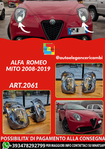 ART.2061 FARI ALFA  ROMEO MITO 2008-2019 LED TUNING NERO LUCIDO