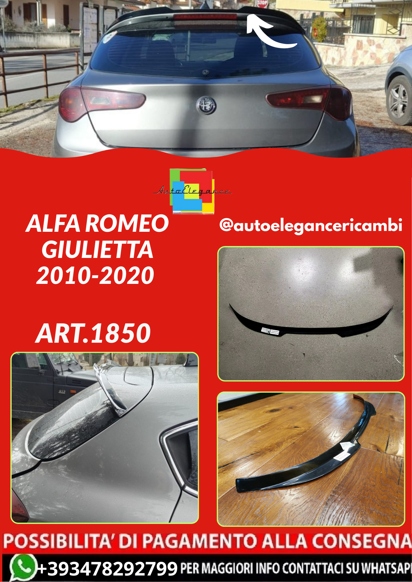 ART.1850  SPOILER ALFA ROMEO GIULIETTA 2010-2020 NERO LUCIDO