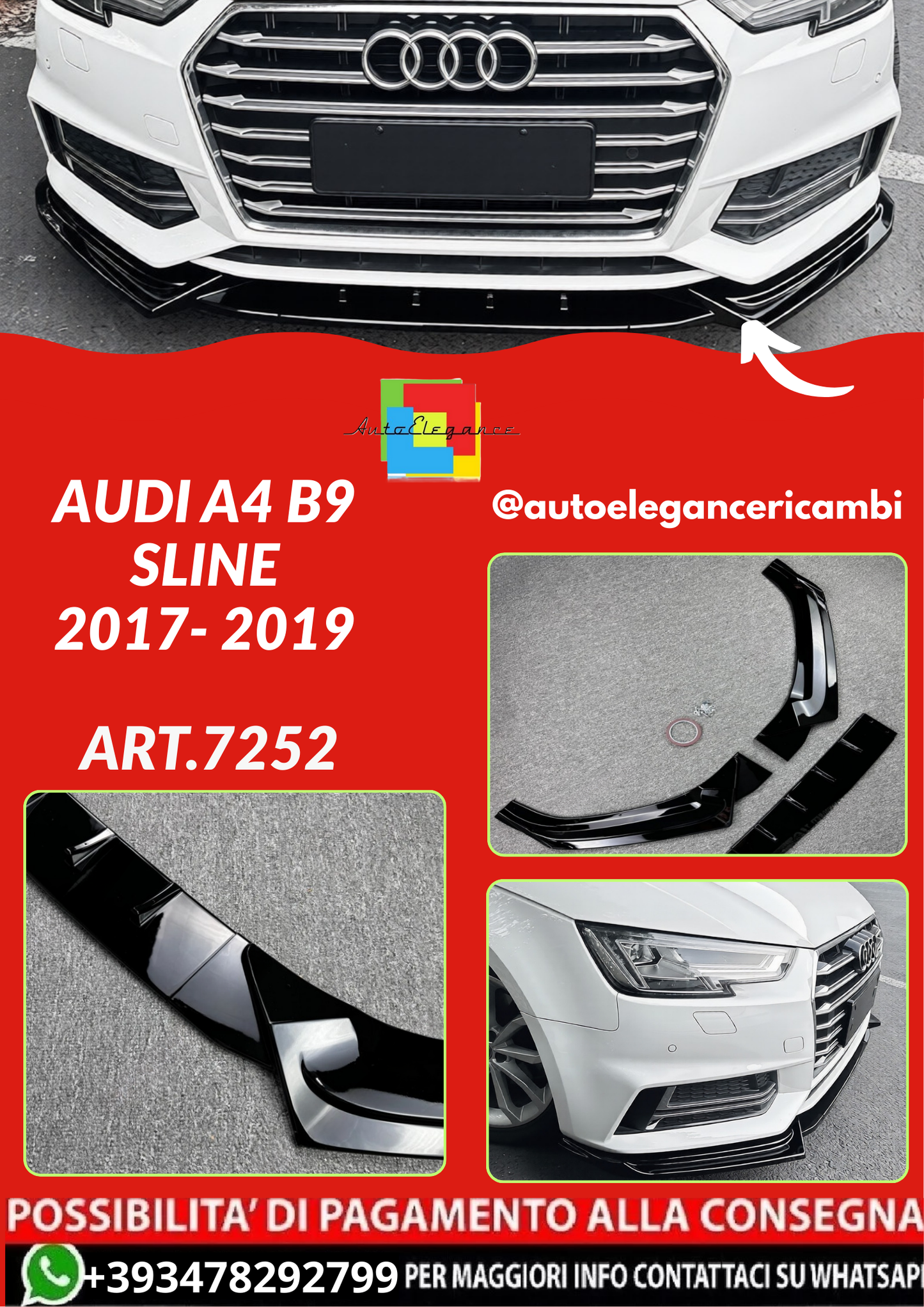 ART.7252  SPLITTER  AUDI A4 B9 Sline 2017- 2019