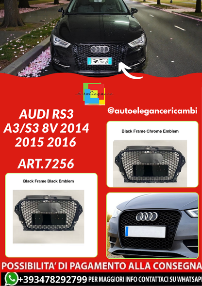 ART.7256  GRIGLIA Audi RS3 per A3/S3 8V 2014 - 2016