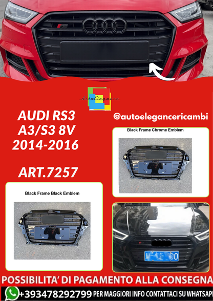 ART.7257  GRIGLIA Audi RS3 per A3/S3 8V 2014 - 2016