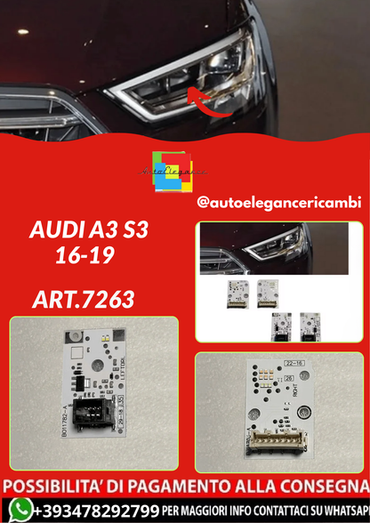 ART.7263 Faro DRL Chip Circuito Luce Fonte Luce Bianco Audi A3 S3 16-19