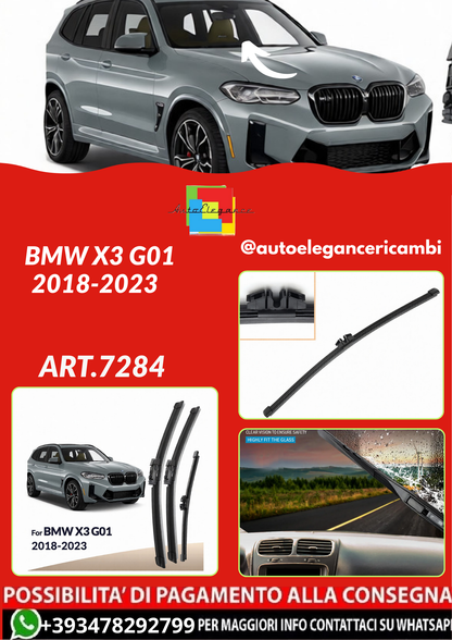 ART.7284 Spazzole tergicristallo anteriore e posteriore BMW X3 G01 2018-2023