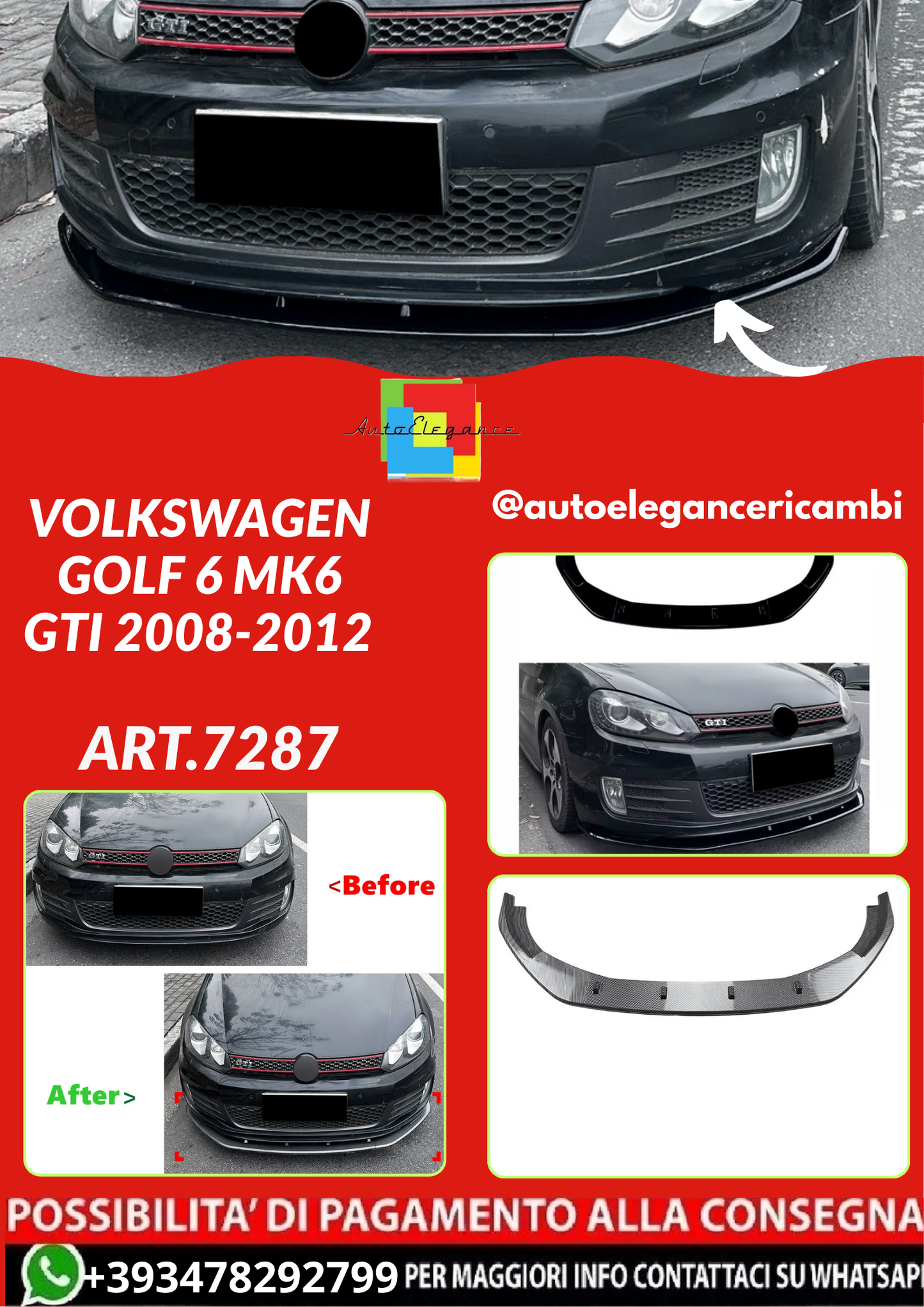 ART.7287 SPLITTER  Volkswagen Golf 6 MK6 GTI 2008-2012