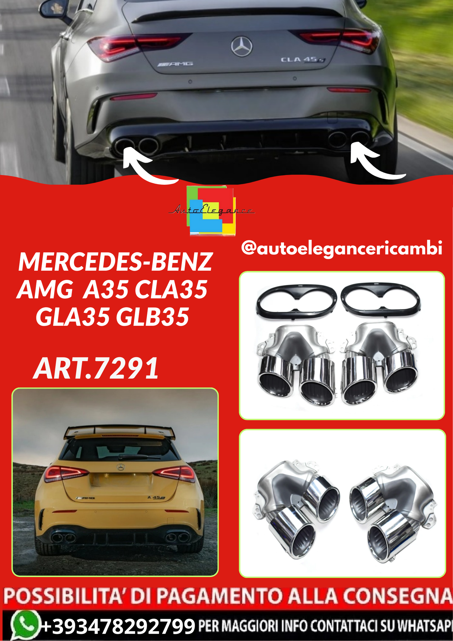 ART.7291 TERMINALI  Mercedes-Benz AMG  A35 CLA35 GLA35 GLB35