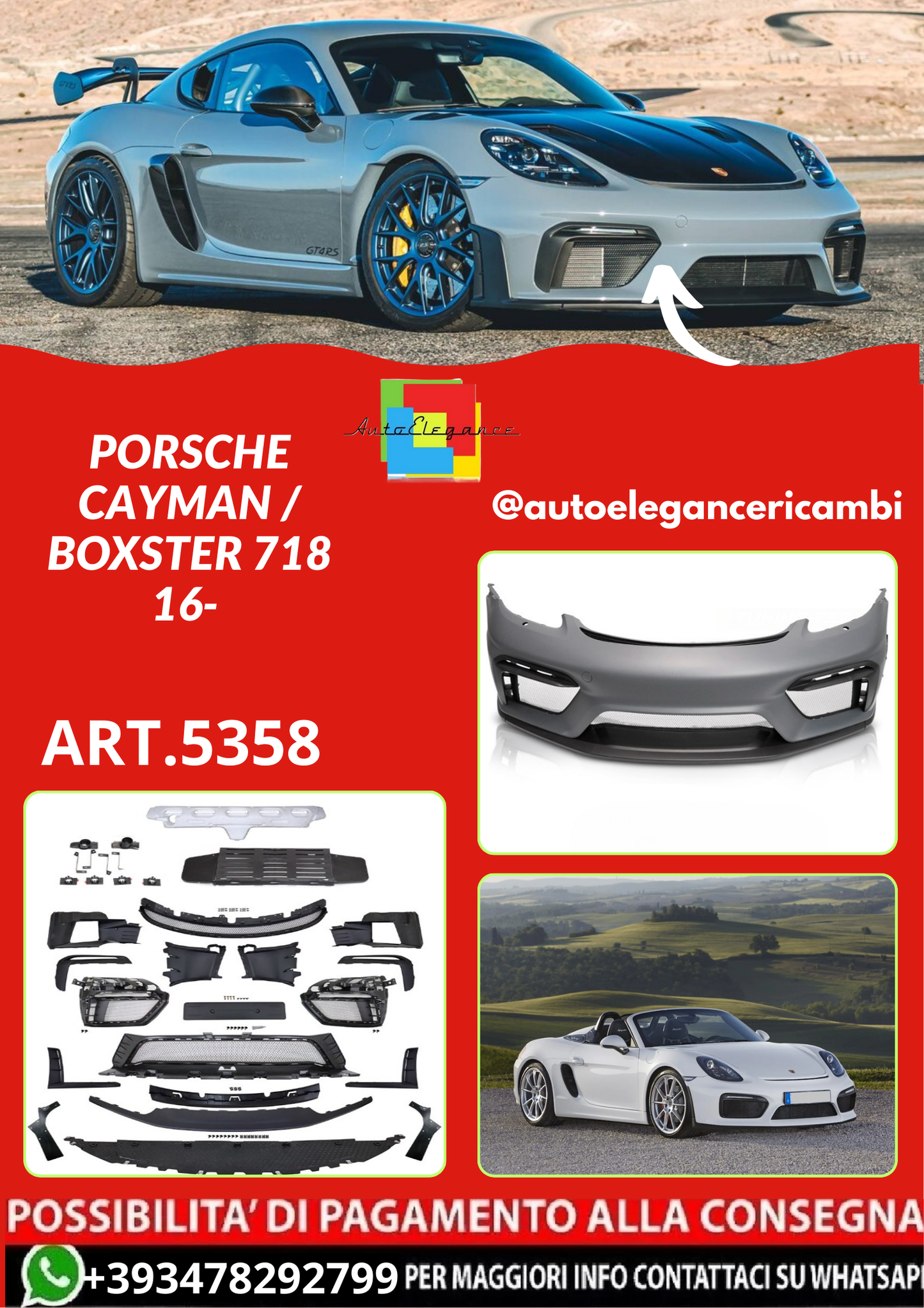 ART.5358 PARAURTI ANTERIORI PORSCHE CAYMAN / BOXSTER 718 16-