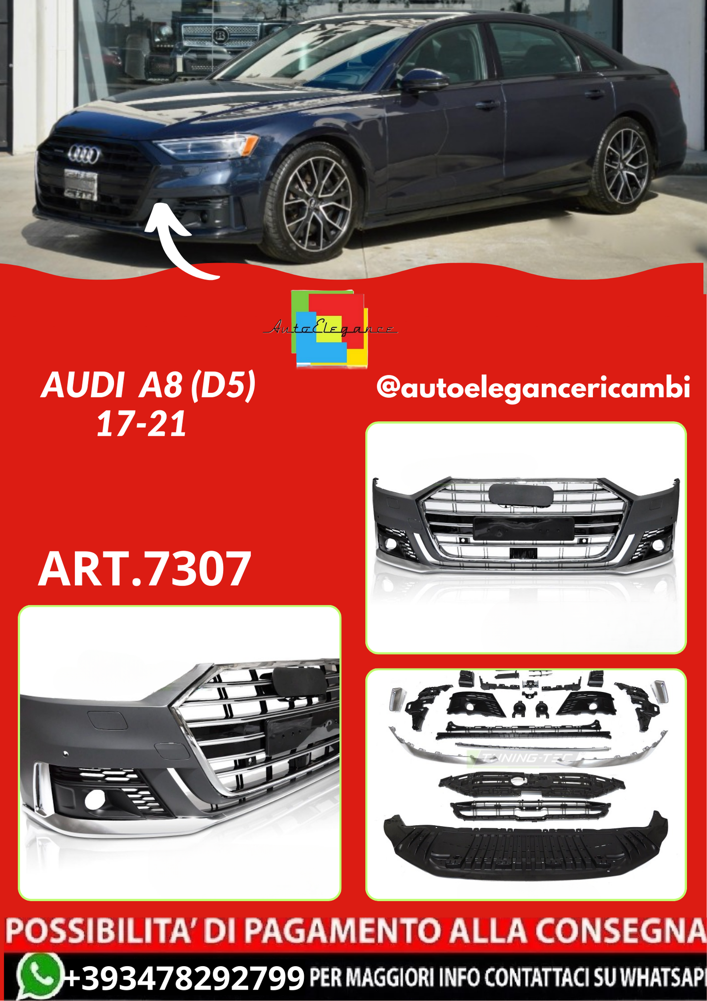 ART.7307 PARAURTI ANTERIORI AUDI A8 (D5) 17-21