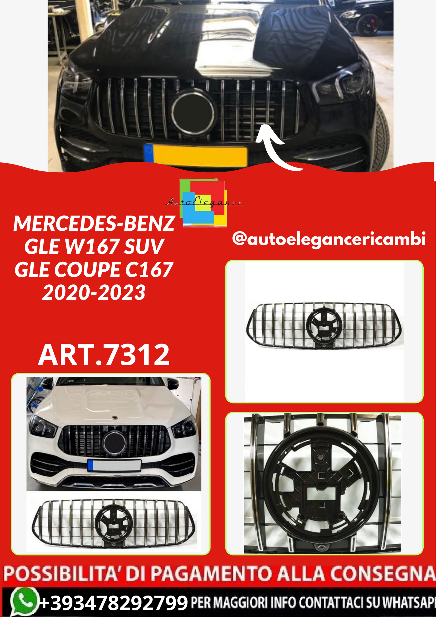 ART.7312  GRIGLIA Mercedes-Benz GLE W167 SUV GLE COUPE C167 2020-2023