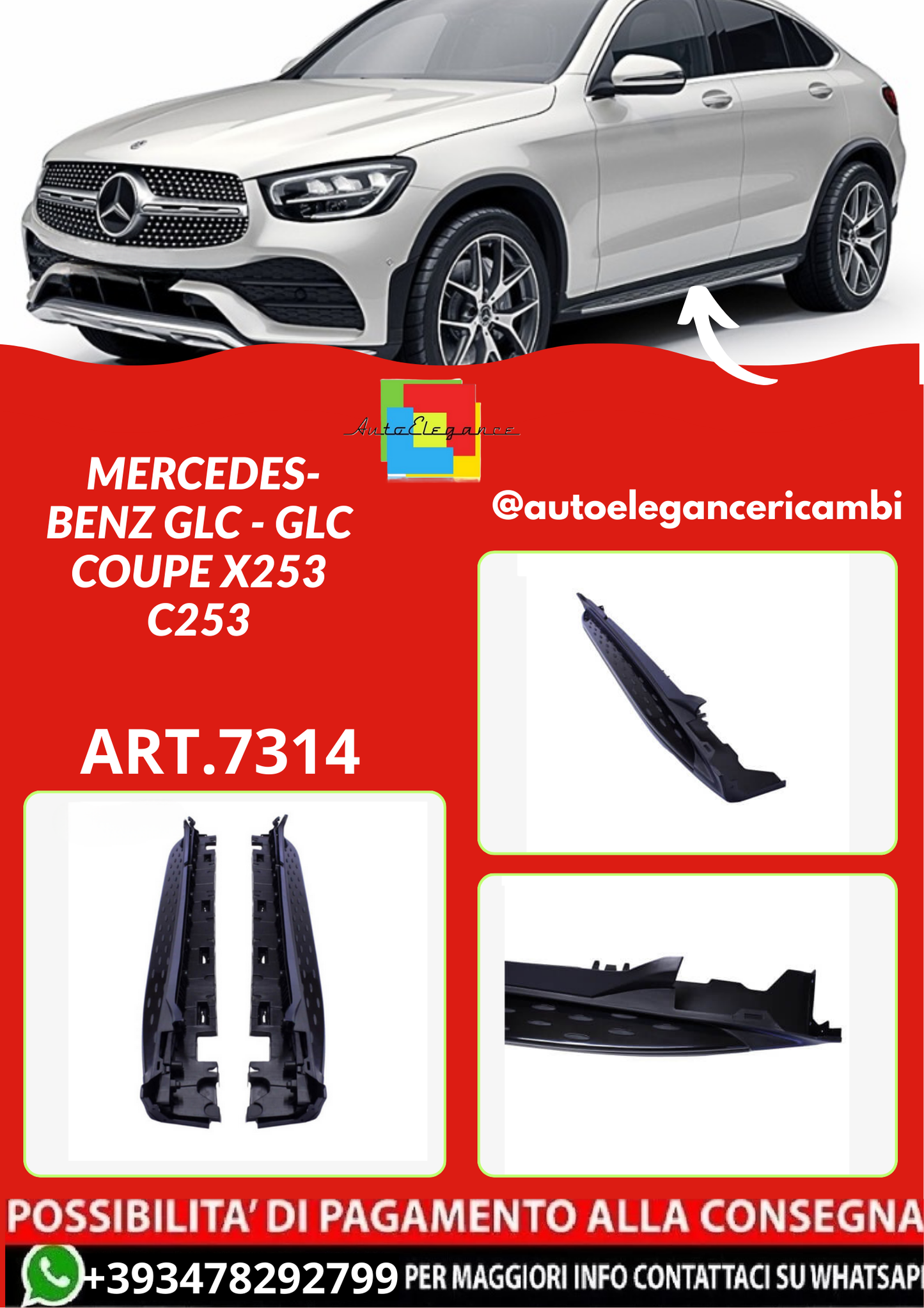ART.7314  PEDANE Mercedes-Benz GLC - GLC Coupe X253 C253 NERO
