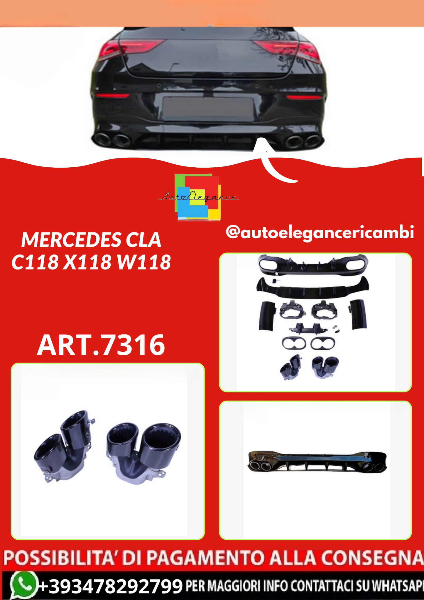 ART.7316 DIFFUSORI Mercedes CLA C118 X118 W118 LOOK A45
