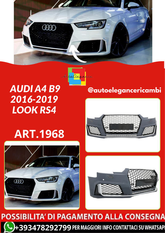 ART.1968  PARAURTI ANTERIORE AUDI A4 B9 2016-2019 LOOK RS4 TUNING