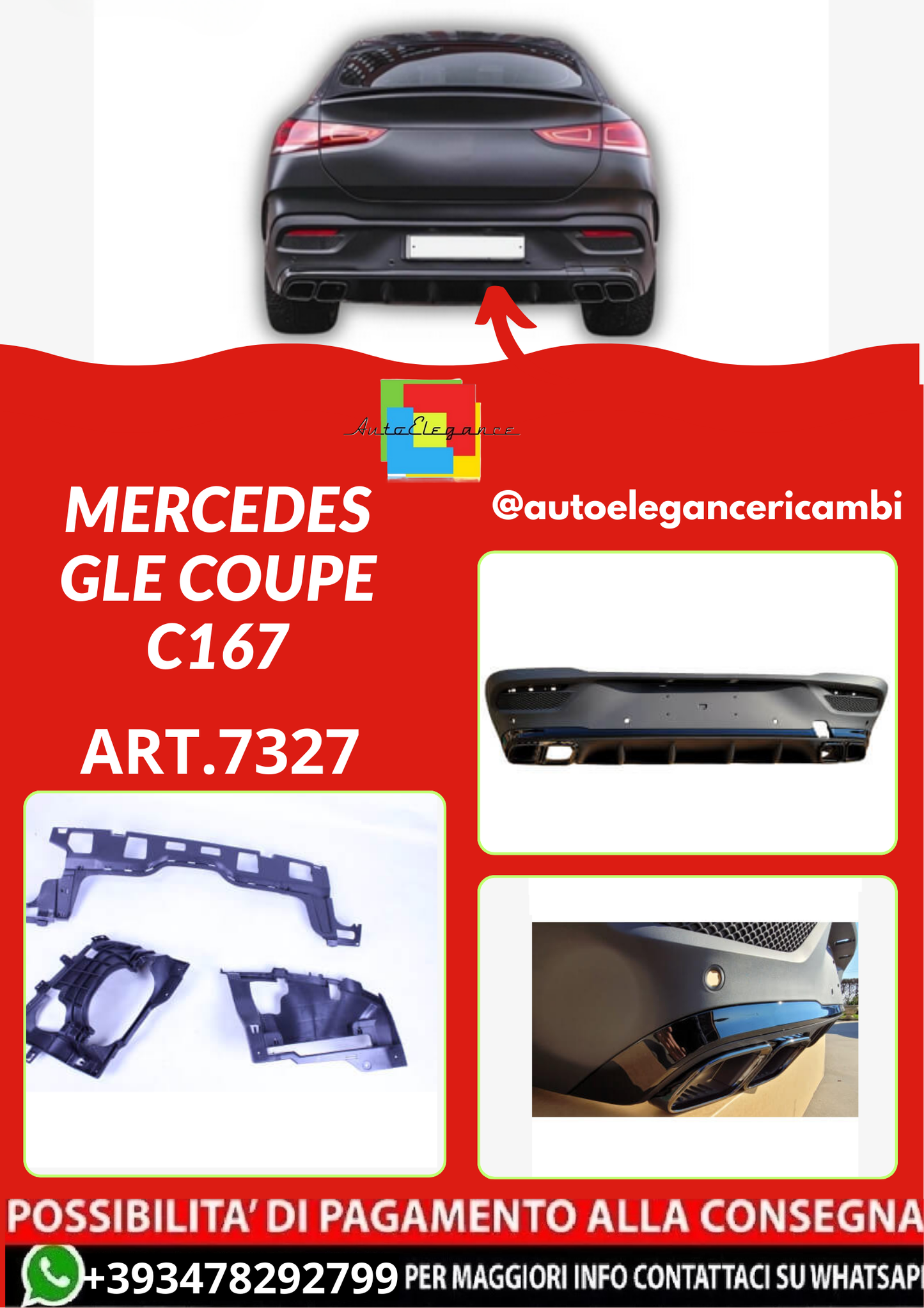 ART.7327  DIFFUSORI Mercedes GLE coupe C167 NERO LUCIDO