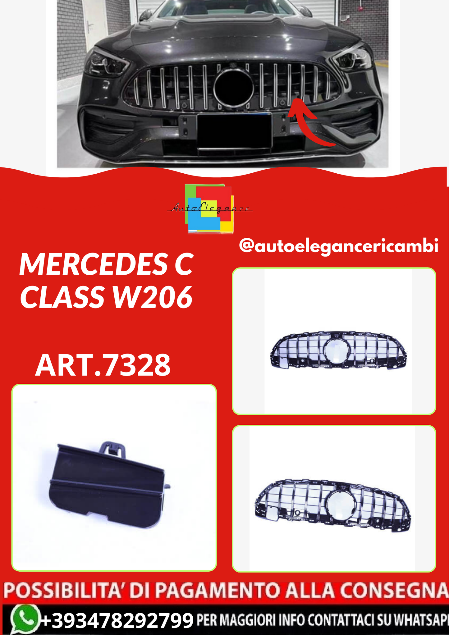 ART.7328  GRIGLIA Mercedes C class W206 CHROME