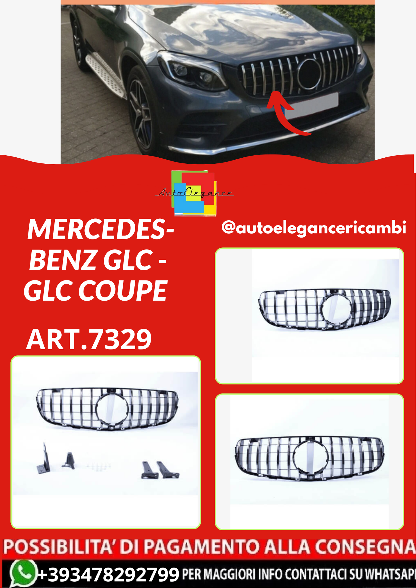 ART.7329  GRIGLIA  Mercedes-Benz GLC - GLC Coupe CHROME