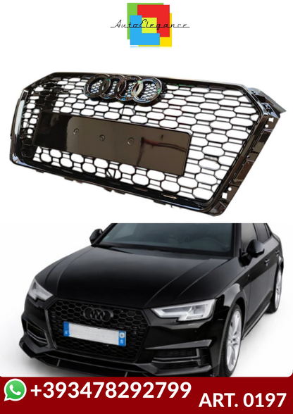 💕ART. 0197 GRIGLIA AUDI A4 B9 2015-2019 LOOK RS4 NERO LUCIDO💕