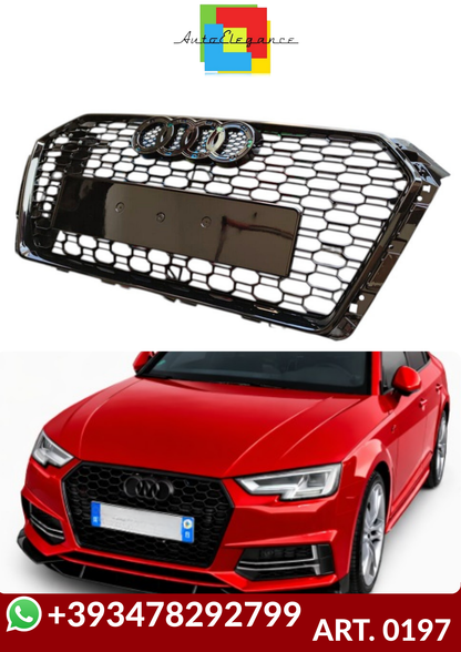 💕ART. 0197 GRIGLIA AUDI A4 B9 2015-2019 LOOK RS4 NERO LUCIDO💕