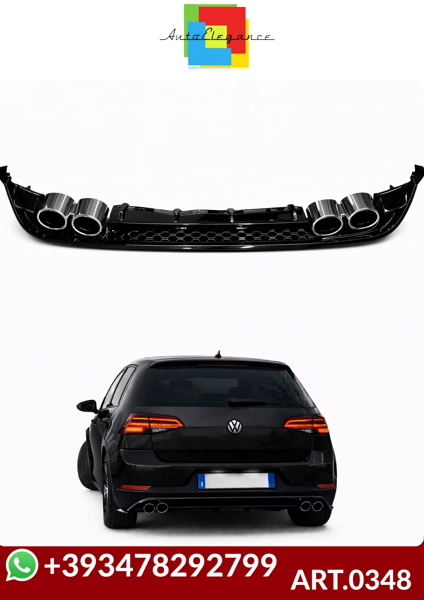 💕ART.0348  DIFFUSORE VW GOLF 7.5 2+2 NERO LUCIDO  💕
