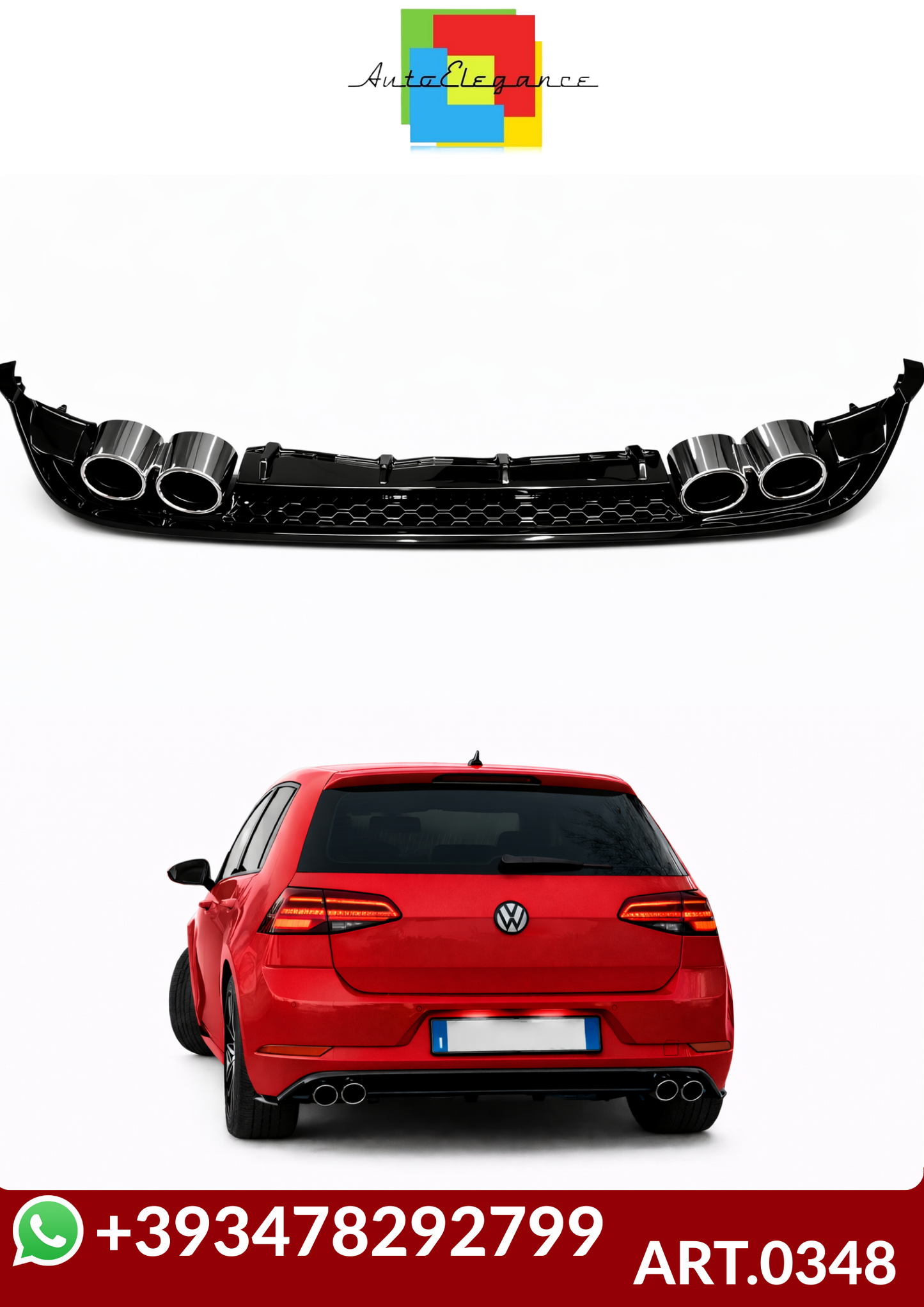 💕ART.0348  DIFFUSORE VW GOLF 7.5 2+2 NERO LUCIDO  💕