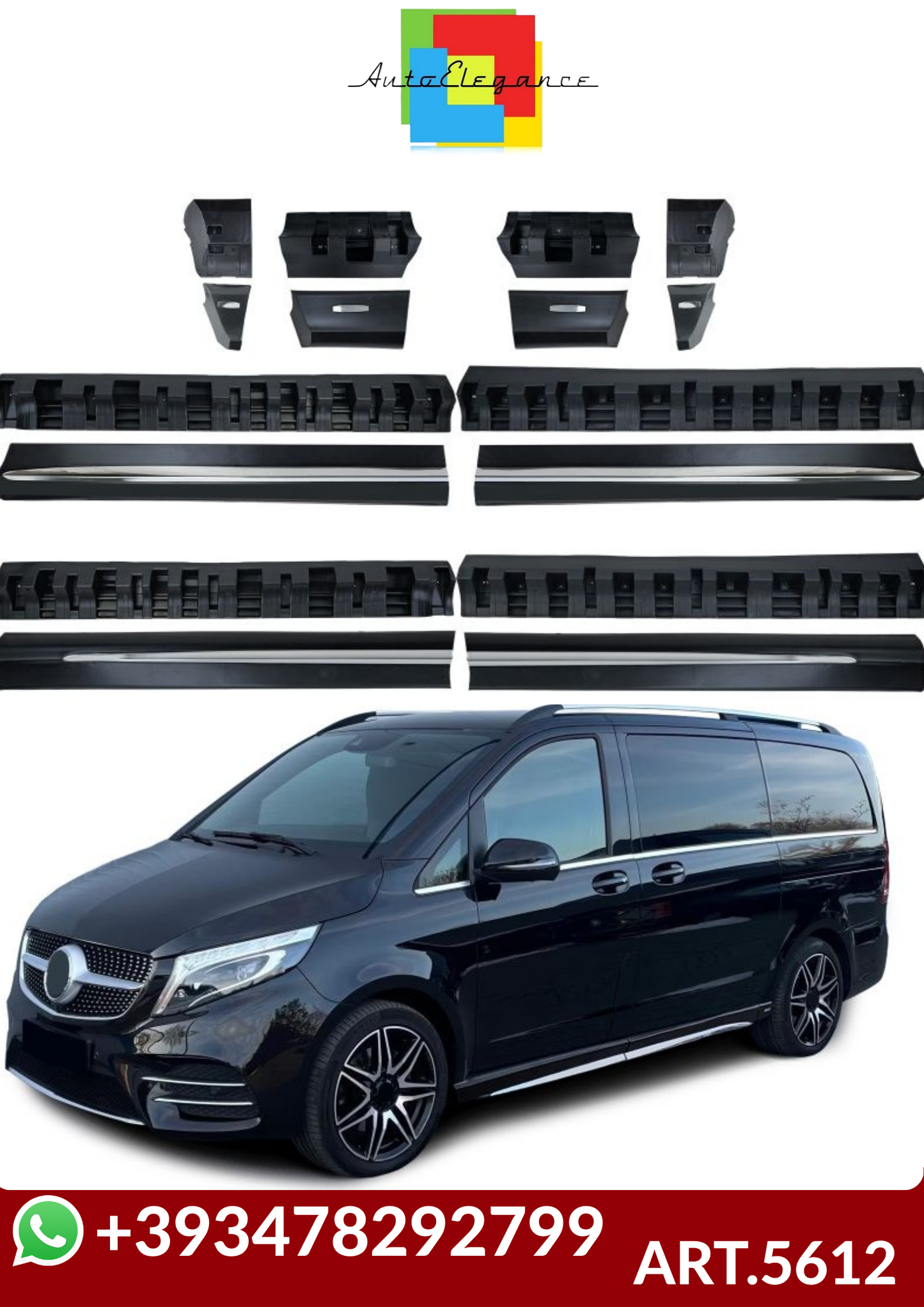 💕ART.5612 MINIGONNE MERCEDES  VITO W447 2014+ LONG + EXTRALONG  CHROME💕