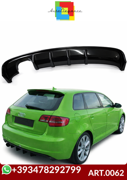💕ART. 0062 DIFFUSORE AUDI A3 8P 2008-2012 3/5 PORTE LOOK RS3 NERO LUCIDO💕