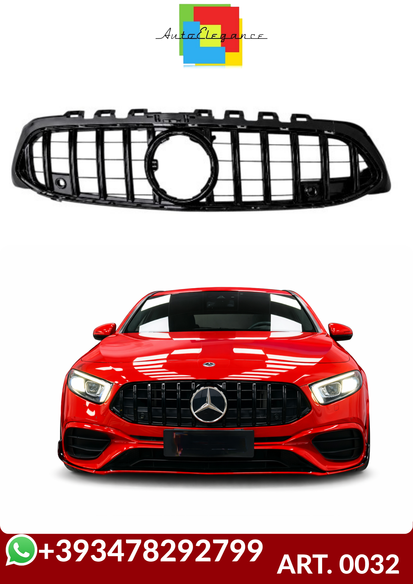 💕ART. 0032 GRIGLIA MERCEDES CLASSE A W177 AMG LOOK GT NERA SENZA CAMERA💕