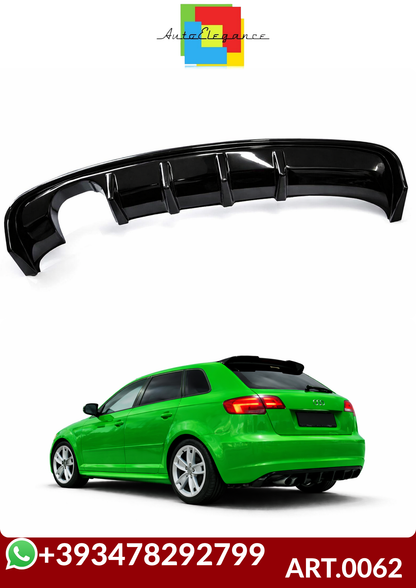 ART.0062  DIFFUSORE AUDI A3 8P 2008-2012 3/5 PORTE LOOK RS3 NERO LUCIDO