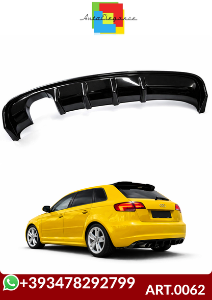 ART.0062  DIFFUSORE AUDI A3 8P 2008-2012 3/5 PORTE LOOK RS3 NERO LUCIDO