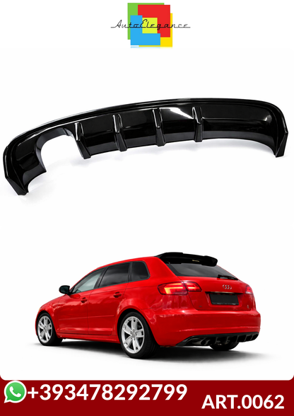 ART.0062  DIFFUSORE AUDI A3 8P 2008-2012 3/5 PORTE LOOK RS3 NERO LUCIDO