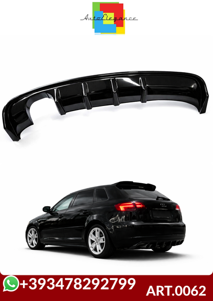 ART.0062  DIFFUSORE AUDI A3 8P 2008-2012 3/5 PORTE LOOK RS3 NERO LUCIDO