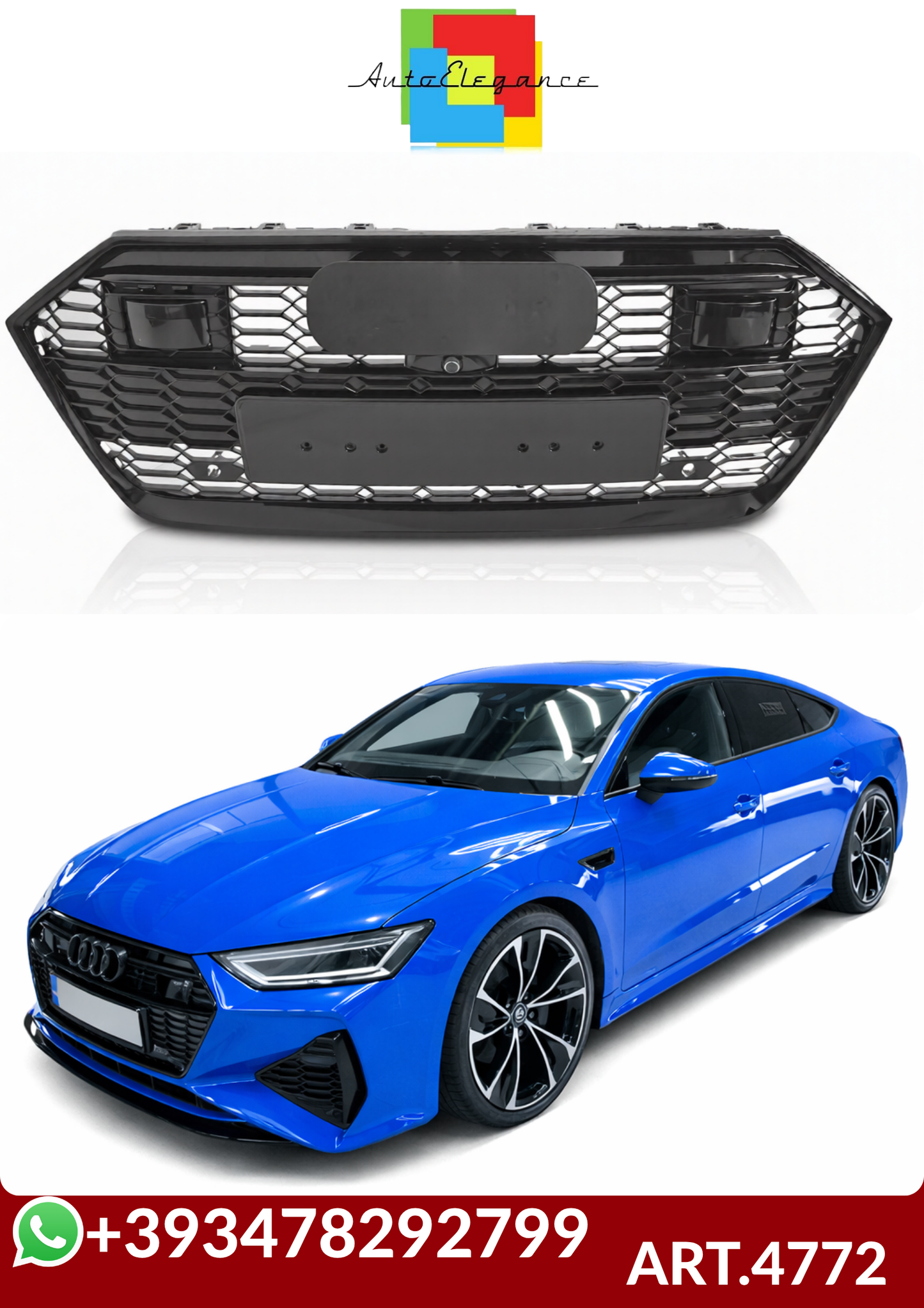 💕ART.4772  Griglia Sportiva AUDI A7 C8 4K 2018-2023(Nero Lucido)💕