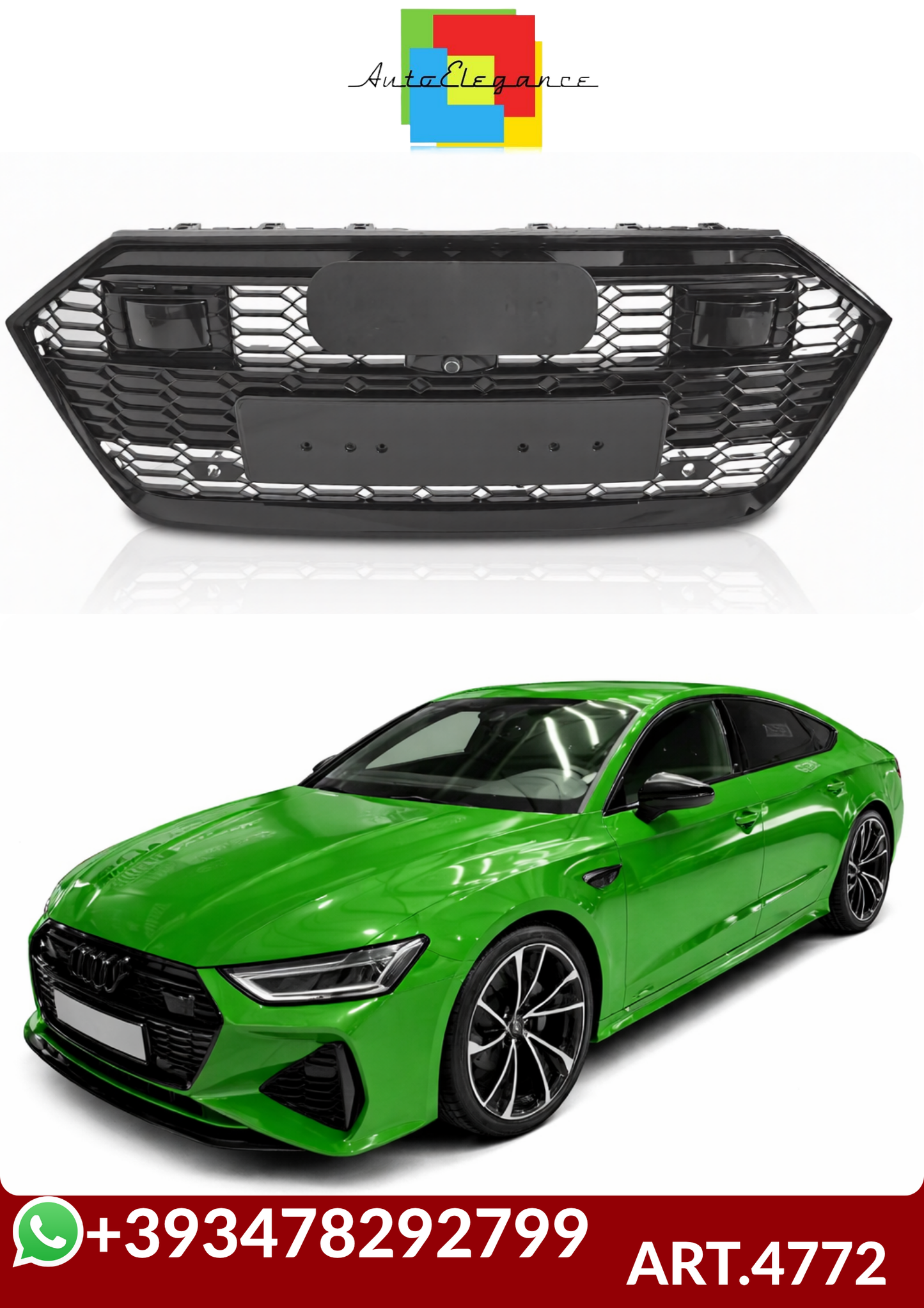 💕ART.4772  Griglia Sportiva AUDI A7 C8 4K 2018-2023(Nero Lucido)💕