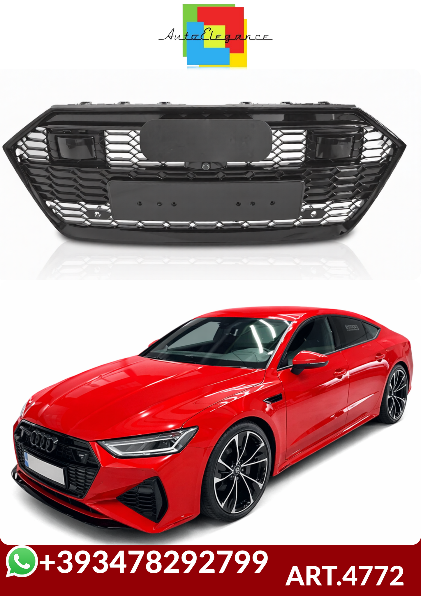 💕ART.4772  Griglia Sportiva AUDI A7 C8 4K 2018-2023(Nero Lucido)💕